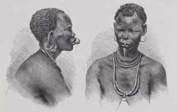 Moru woman with lip ornament, from 'The History of Mankind', Vol. III, by Prof. Friedrich Ratzel, 1898 (engraving) | Obraz na stenu