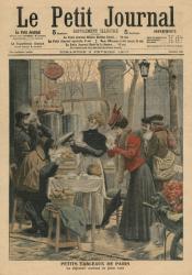 Street scenes of Paris, breakfast in open air, illustration from 'Le Petit Journal', supplement illustre, 3rd February 1907 (colour litho) | Obraz na stenu