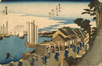 Shinagawa: Departure of a Daimyō from the series 53 Stations of the Tokaido, 1831-4 (colour woodblock print) | Obraz na stenu