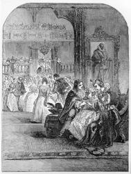 First Interview of Prince Charles (1600-49) with Princess Henrietta (1609-69) at Paris (engraving) (b&w photo) | Obraz na stenu