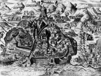 The Spanish attempt to capture Algiers, 1541 (engraving) | Obraz na stenu