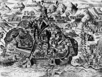 The Spanish attempt to capture Algiers, 1541 (engraving) | Obraz na stenu