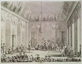 The Formal Audience of the Directory, 30th Brumaire An IV (20th November 1795) engraved by Pierre Gabriel Berthault (1748-1819) (engraving) | Obraz na stenu