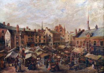 Carlisle Market Place in front of the Old Town Hall, 1870-80 (oil on canvas) | Obraz na stenu