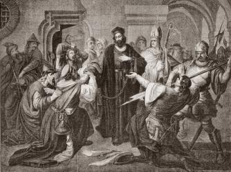 Jan Hus, 1369 - 1415. From L'Univers Illustre, published Paris 1858. | Obraz na stenu