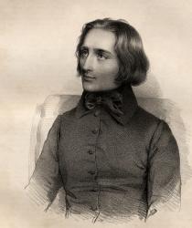 Portrait of Franz Liszt (1811-86) Hungarian piano virtuoso and composer (engraving) | Obraz na stenu