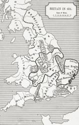 Map of Britain in 634, from The Northumbrian Kingdom 588 to 685 in 'A Short History of the English People' by J. R. Green, published 1893 (litho) | Obraz na stenu
