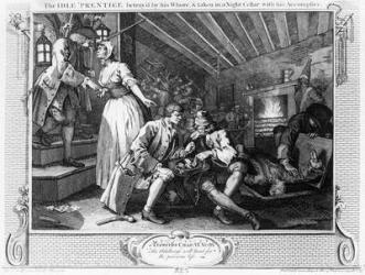 The Idle 'Prentice Betrayed by a Prostitute, plate IX of 'Industry and Idleness', 1747 (engraving) | Obraz na stenu