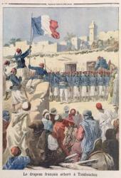 The Raising of the French Flag at Timbuktu (Mali) from 'Le Petit Journal', February 1894 (engraving) | Obraz na stenu