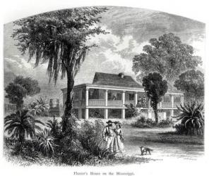 Planter's House on the Mississippi, engraved by J.H. Ellawell (engraving) (b&w photo) | Obraz na stenu