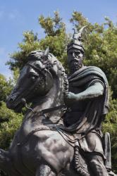 Kruja, Durres County, Albania. Monument to Skanderbeg, real name George Castriot, 1405  1468. Albanian national figure famed for his efforts to stop Ottoman expansion. (photo) | Obraz na stenu