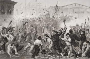 Attack on the Massachusetts 6th at Baltimore, Maryland, 19th April 1861 (litho) | Obraz na stenu