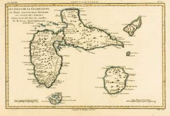 The Islands of Guadeloupe, Marie-Galante, La Desirade, and the Isles des Saintes, French colonies in the Antilles, from 'Atlas de Toutes les Parties Connues du Globe Terrestre' by Guillaume Raynal (1713-96) published 1780 (coloured engraving) | Obraz na stenu