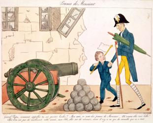 Caricature of Charles X (1757-1836) and the Henri (1820-83) Duc de Bordeaux, 25th July 1830 (colour litho) | Obraz na stenu