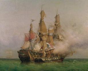 The Taking of the 'Kent' by Robert Surcouf (1736-1827) in the Gulf of Bengal, 7th October 1800, 1850 (oil on canvas) | Obraz na stenu