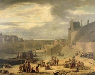 View of the Grand Gallery of the Louvre, the Tuileries and the Pont Royal, c.1795 (oil on canvas) | Obraz na stenu