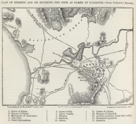 Plan of Ephesus and its Environs, from 'The Imperial Bible Dictionary', published by Blackie & Son, c.1880s (litho) | Obraz na stenu