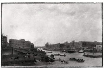 View of Paris from the Pont-Neuf, c.1800 (oil on canvas) (b/w photo) | Obraz na stenu