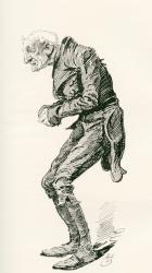 Old Chuffey. Illustration by Harry Furniss for the Charles Dickens novel Martin Chuzzlewit, from The Testimonial Edition, published 1910. | Obraz na stenu