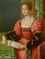 Portrait of a Woman with a Book of Music, c.1540-45 (oil on panel) | Obraz na stenu