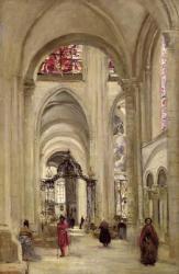 Interior of the Cathedral of St. Etienne, Sens, c.1874 (oil on canvas) | Obraz na stenu