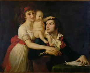 Camille Desmoulins (1760-94) his wife Lucile (1771-94) and their son Horace-Camille (1792-1825) c.1792 (oil on canvas) | Obraz na stenu