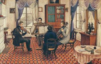 Anthony and Three Friends Playing a String Quartet | Obraz na stenu