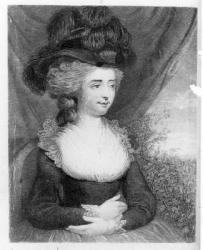 Portrait of Fanny Burney (Madame d'Arblay) (1752-1840) pub. by Henry Colburn, London, 1842 (engraving) (b/w photo) | Obraz na stenu
