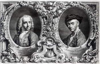 Canaletto and Antonio Visentini, engraved by Visentini (engraving) (b/w photo) | Obraz na stenu
