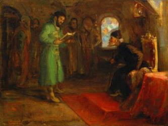 Boris Godunov with Ivan the Terrible (oil on canvas) | Obraz na stenu