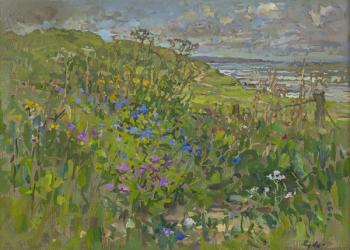 Headland Flowers near Berwick (oil on canvas) | Obraz na stenu