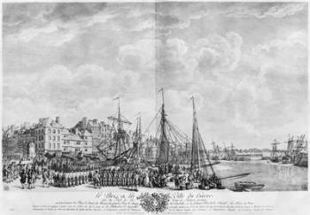 Port and Town of Le Havre, seen from the tower of Francois I, series of 'Les Ports de France', engraved by Charles Nicolas Cochin the Younger (1715-90) and Jacques Philippe Le Bas (1707-83) 1762 (etching & burin) | Obraz na stenu
