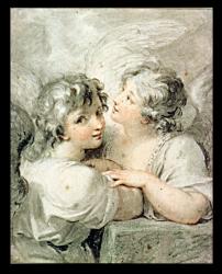 Two angels, 18th century (drawing) | Obraz na stenu