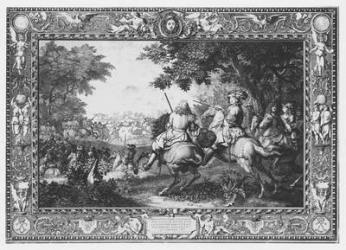 Tenture 'Histoire du Roi', Defeat of Count de Marsin, engraved by Sebastien Le Clerc (1673-1714) 1680 (engraving) (b/w photo) | Obraz na stenu