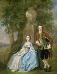 Portrait of George and Margaret Rogers, c.1748-50 (oil on canvas) (see also 111971) | Obraz na stenu