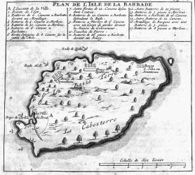 Map of Barbados (engraving) | Obraz na stenu