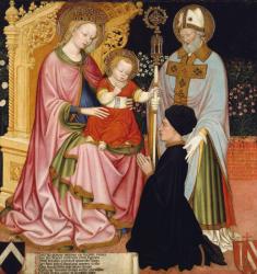 Madonna and Child with the Donor, Pietro de' Lardi, Presented by Saint Nicholas, c.1420-30 (tempera and gold on wood) | Obraz na stenu