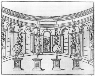 Theleme Abbey, from 'Le Songe de Poliphile' by Francois Rabelais (1494-1553) edition published in 1554 (engraving) (b/w photo) | Obraz na stenu