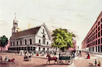 The Post Office, New York, engraved by Nathaniel Currier (1813-88) (colour litho) | Obraz na stenu