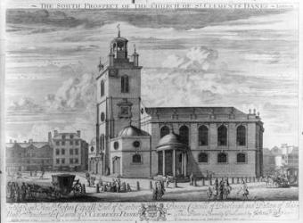 The South Prospect of the Church of St. Clements Danes, London (engraving) | Obraz na stenu