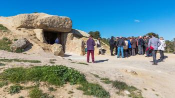 Antequera, Malaga Province, Andalusia, southern Spain. Entrance to the La Menga Dolmen. (photo) | Obraz na stenu