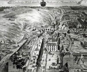 Tunbridge Wells, from 'Thirty Six Different Views of Noblemen and Gentlemen's Seats, in the County of Kent', by Thomas Badeslade (1718-50), engraved by Johannes Kip (c.1652-1722), published c.1750 (engraving) | Obraz na stenu