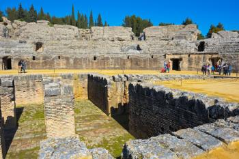 The amphitheatre, Roman city of Italica, near Santiponce, Seville Province, Andalusia, Spain (photo) | Obraz na stenu