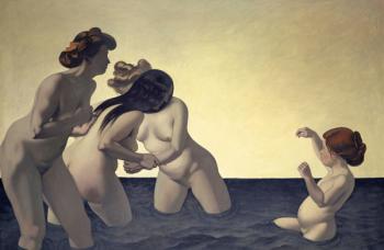 Three Women and a Young Girl Playing in the Water, 1907 (oil on canvas) | Obraz na stenu