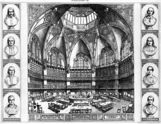 The Library and Reading Room at The People's Palace for East London, c.1880s (engraving) | Obraz na stenu