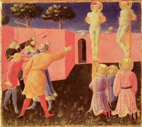 The Crucifixion and Stoning of SS. Cosmas and Damian, predella from the Annalena Altarpiece, 1434 (tempera on panel) | Obraz na stenu
