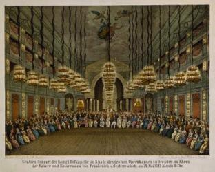 Concert of the royal band in the auditorium of the Dresden Opera House in honour of the imperial couple, 1812 (colour litho) | Obraz na stenu