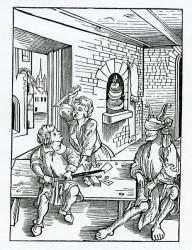 Of the erudicion of neglygent faders anenst theyr chyldren, illustration from Alexander Barclay's English translation of 'The Ship of Fools', from an edition published in 1874 (engraving) | Obraz na stenu