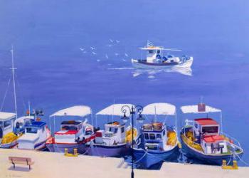 Greek Fishing Boats (oil on board) | Obraz na stenu