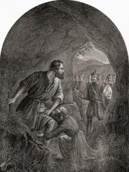 Giant Grim and Feeble-Mind. From The Pilgrim's Progress by John Bunyan. 19th century print. | Obraz na stenu